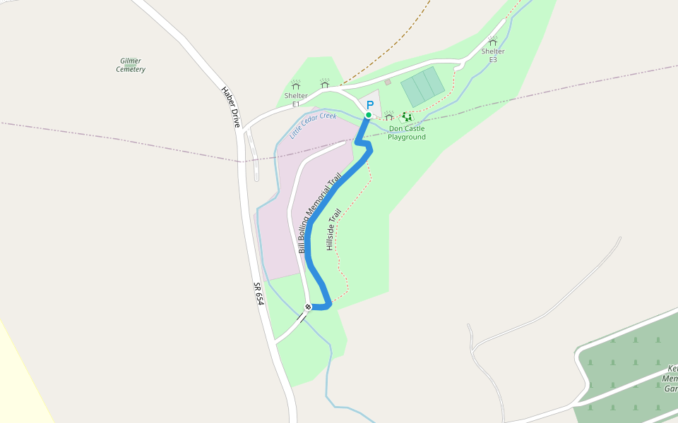 Bill Bolling Memorial Trail walking route map in Lebanon