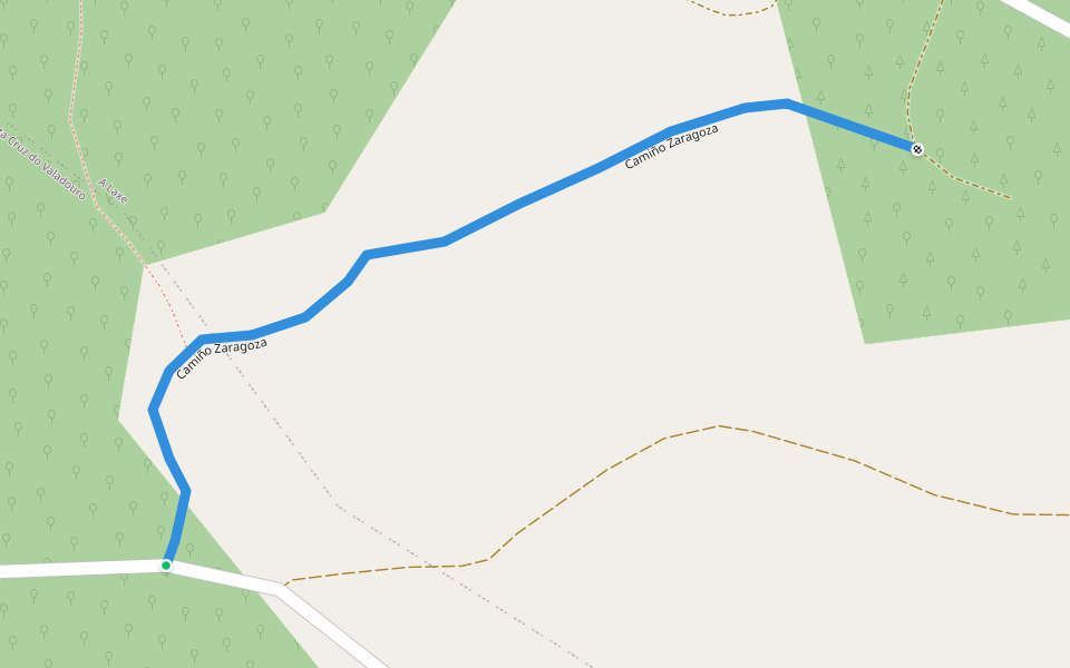 Camiño Zaragoza walking route map in O Valadouro
