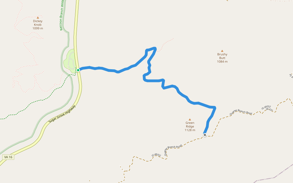 Virginia Highlands Horse Trail walking route map in Sugar Grove