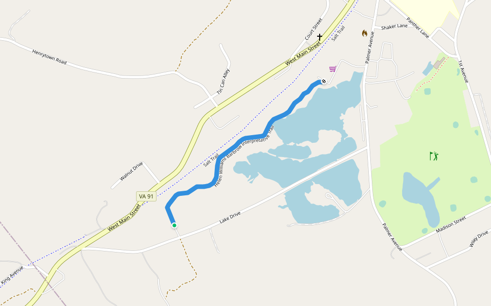 Helen Williams Barbrow Interpretative Trail walking route map in Saltville