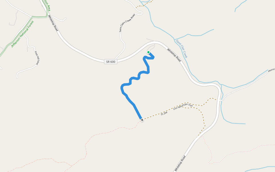 Skulls Gap Trail walking route map in Chilhowie