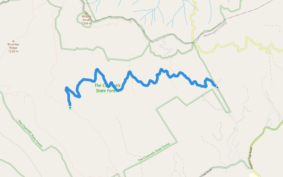 Clinch Mountain Road walking route map in Abingdon
