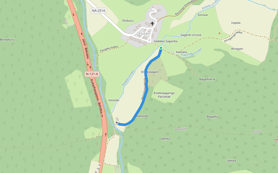 Bentaldeko xenda walking route map in Etuláin