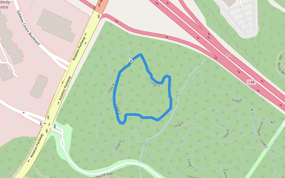 Loop 3 walking route map in Morrisville