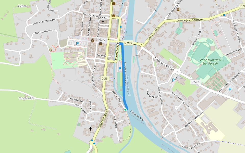 Promenoir du Parapet walking route map in Nay