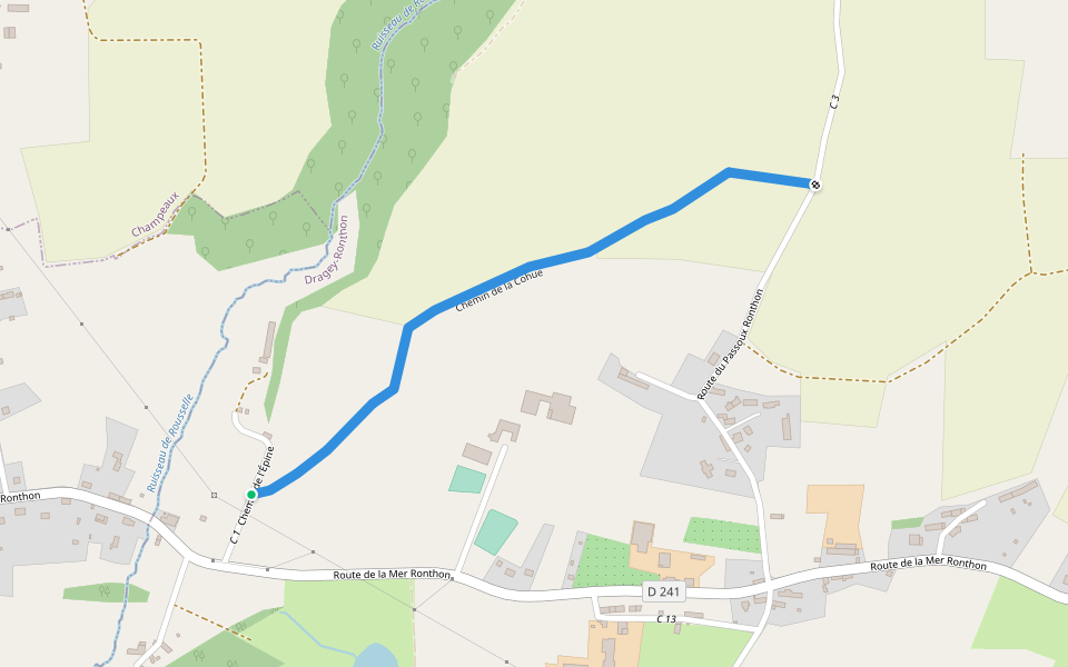 Chemin de la Cohue walking route map in Dragey-Ronthon