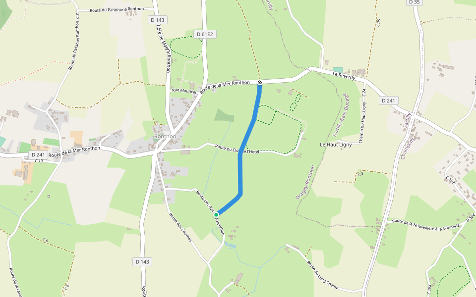 Chemin de la Provostière walking route map in Dragey-Ronthon