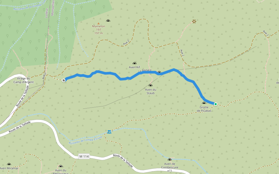 Le Peinard walking route map in Cournonterral