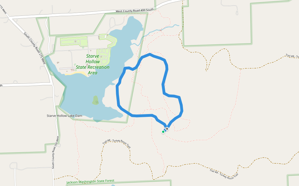 Cabin Site Trail walking route map in Vallonia