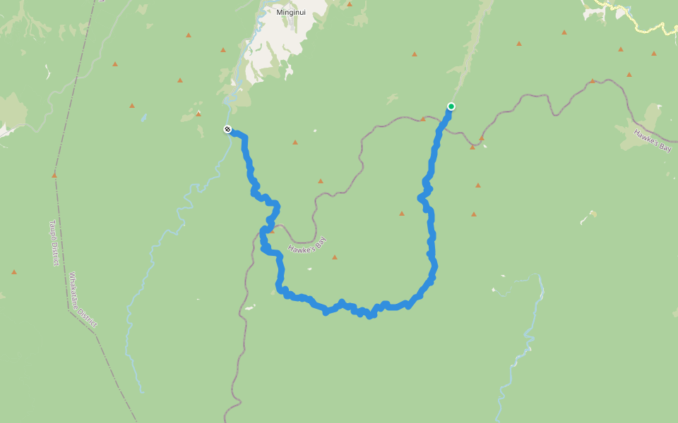 Moerangi MTB Track walking route map in Ruatahuna