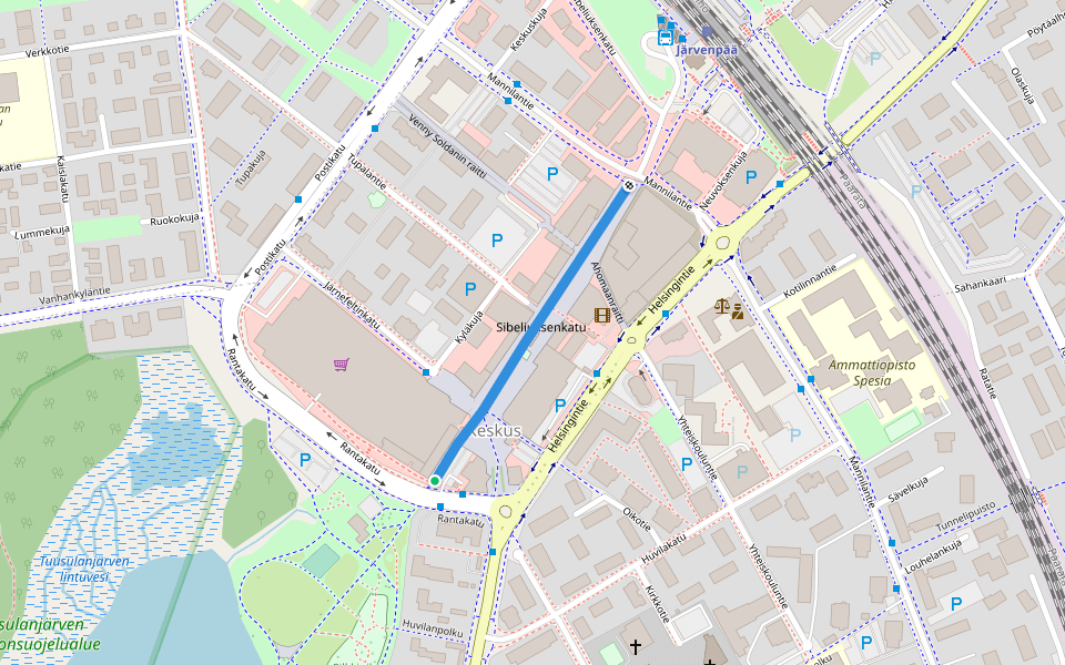 Sibeliuksenkatu walking route map in Järvenpää