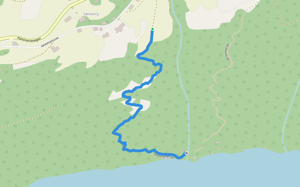 Sølvbergsberget walking route map in Sølberg