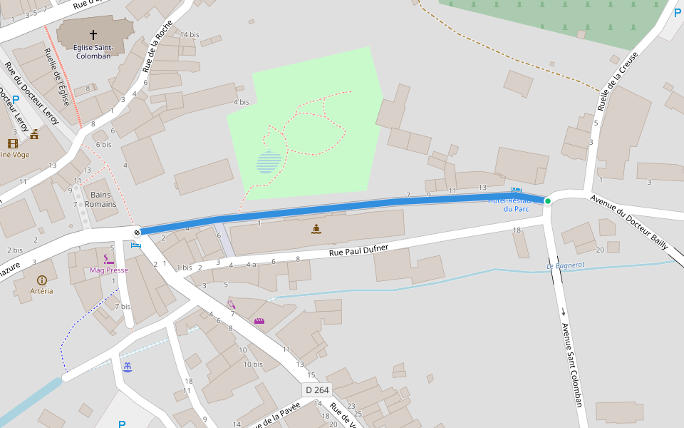 Avenue du Docteur Mathieu walking route map in La Vôge-les-Bains