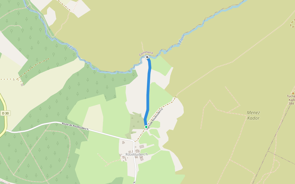 Vers Elorn walking route map in Sizun