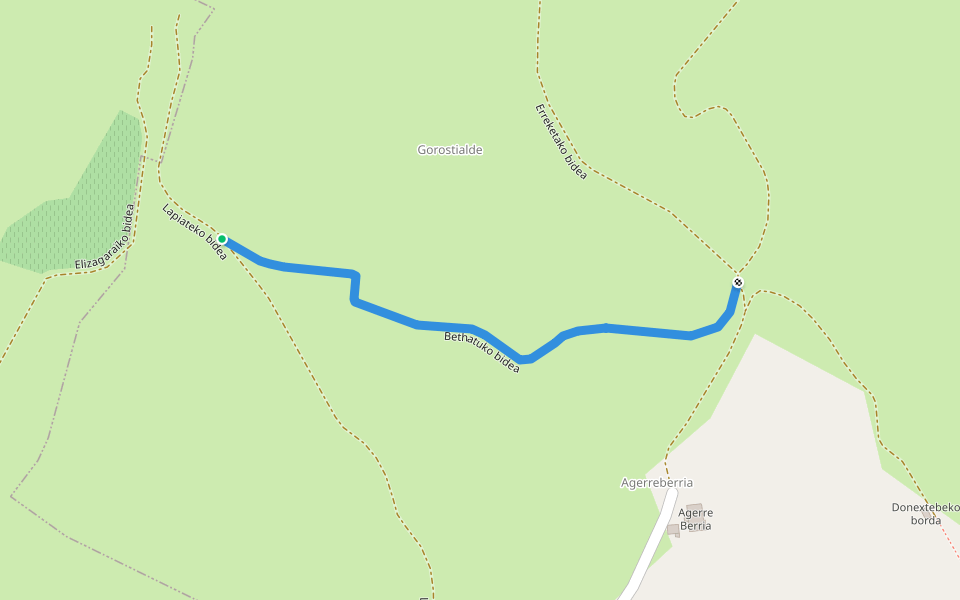 Bethatuko bidea walking route map in Bustince-Iriberry