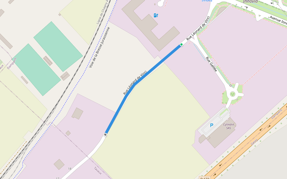 Rue Léonard de Vinci walking route map in Damparis