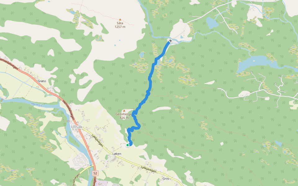 Skogstig walking route map in Ulsåk