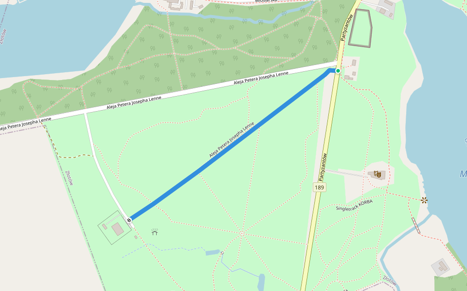 Aleja Petera Josepha Lenne walking route map in Złotów