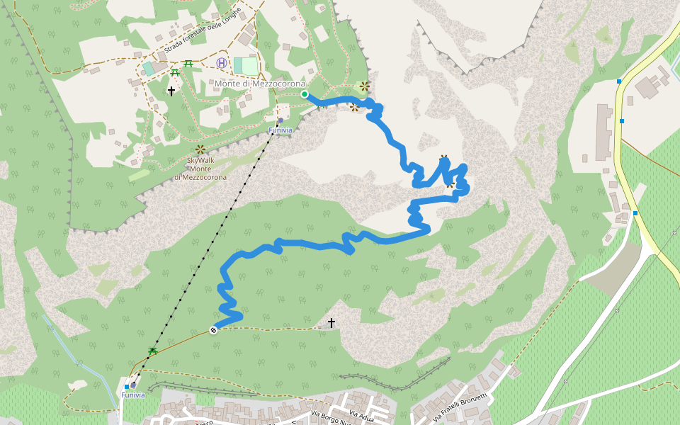 Sentiero del Monte di Mezzocorona walking route map in Località Monte