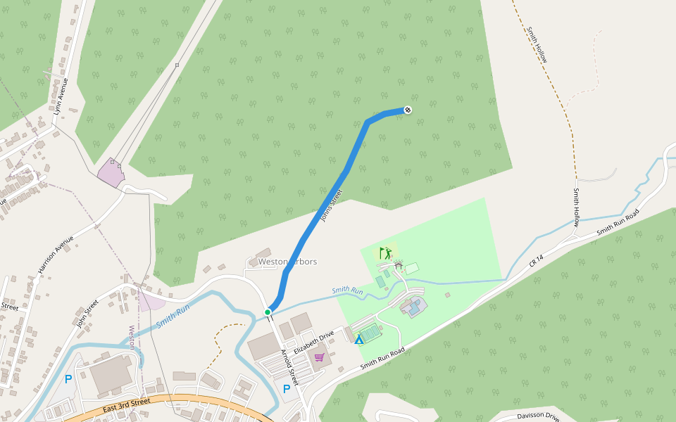 Johns Street walking route map in Weston