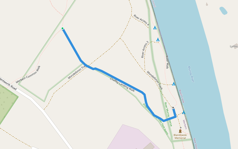 Chaffey Landing Walk walking route map in Merbein