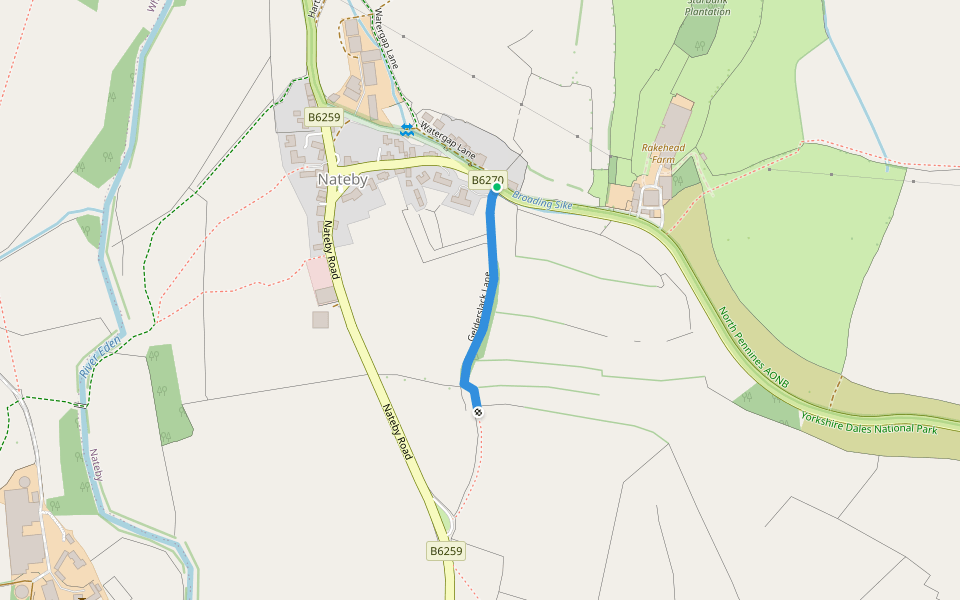 Gelderslack Lane walking route map in Nateby
