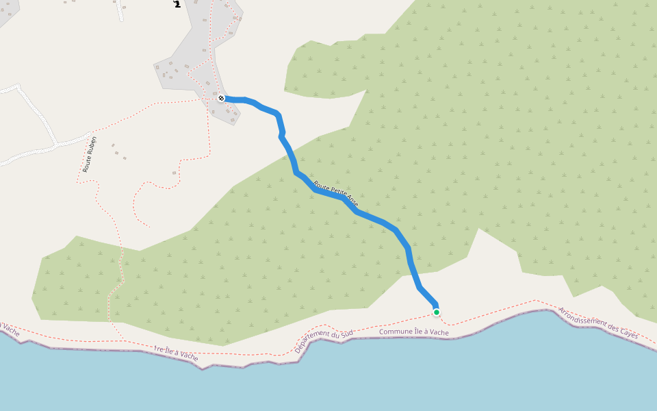 Route Petite Anse walking route map in Bois-Bouton