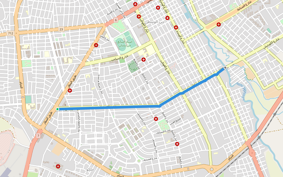 شارع الكورنيش walking route map in Qamishli
