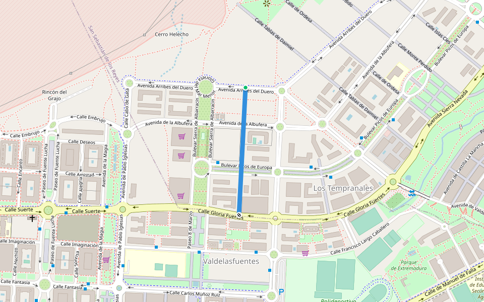 Calle Somedo walking route map in San Sebastián de los Reyes
