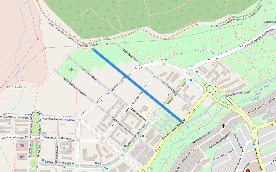 Calle Monte Perdido walking route map in San Sebastián de los Reyes