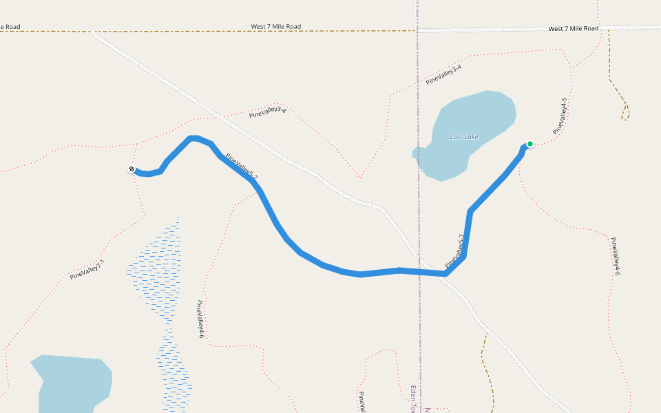 PineValley5-7 walking route map in Luther