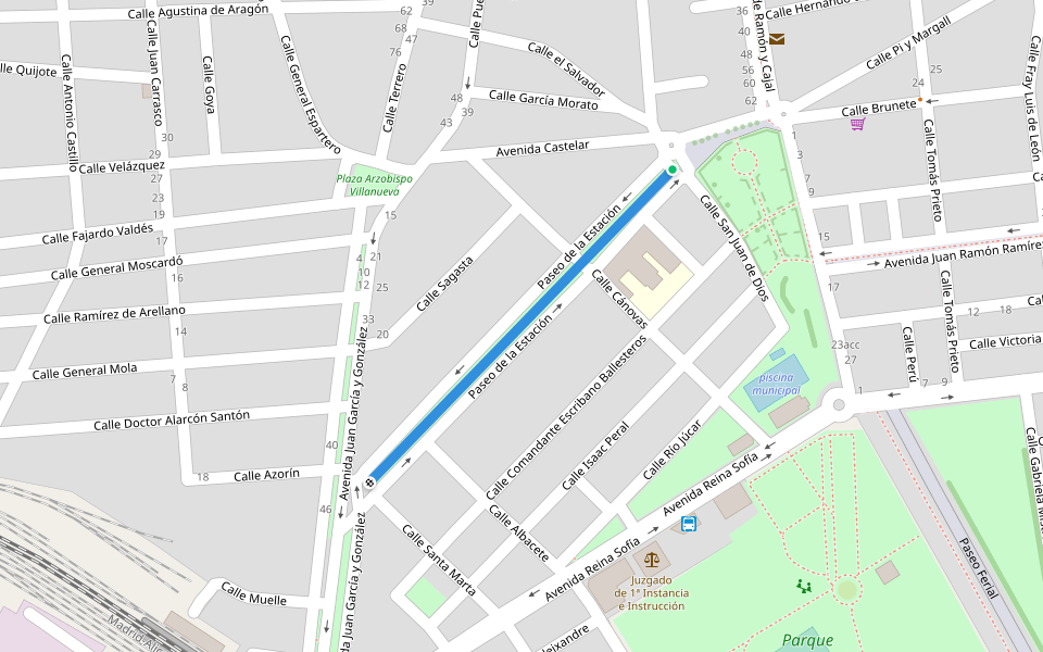 Paseo de la Estación walking route map in La Roda