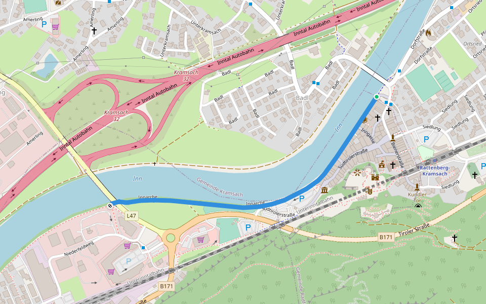 Innarche walking route map in Radfeld