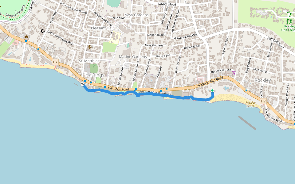 Richard Haynes Boardwalk walking route map in Bridgetown