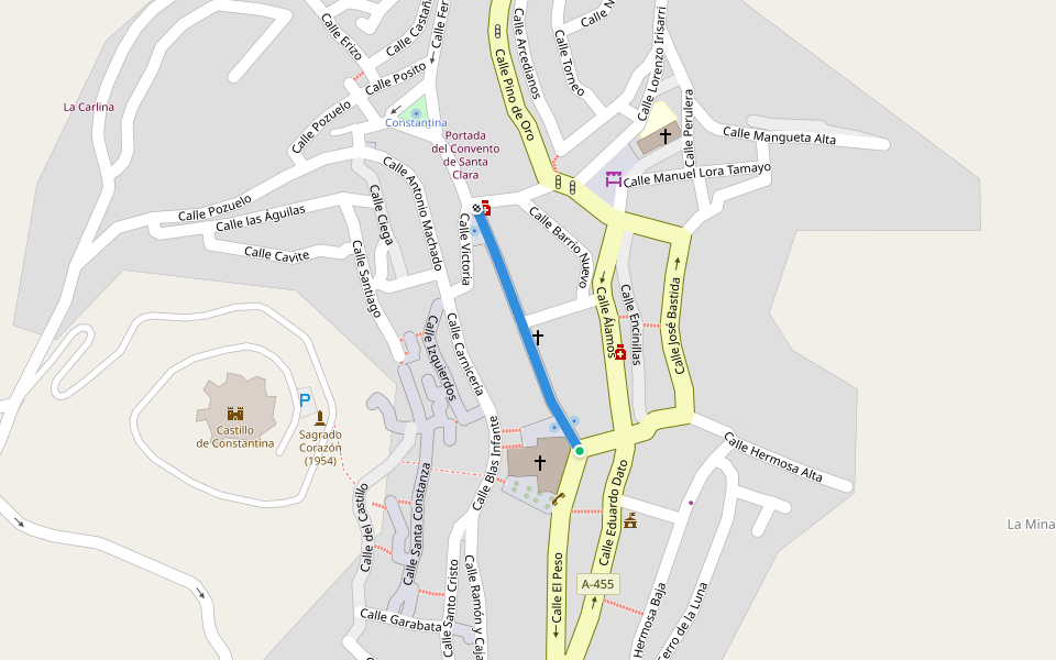 Calle Mesones walking route map in Constantina