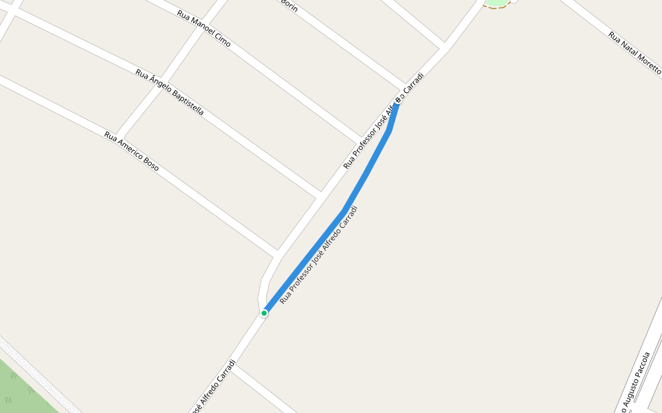 Rua Professor José Alfredo Carradi walking route map in Lençóis Paulista