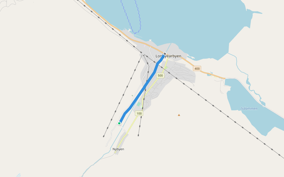 Elveleiet walking route map in Longyearbyen