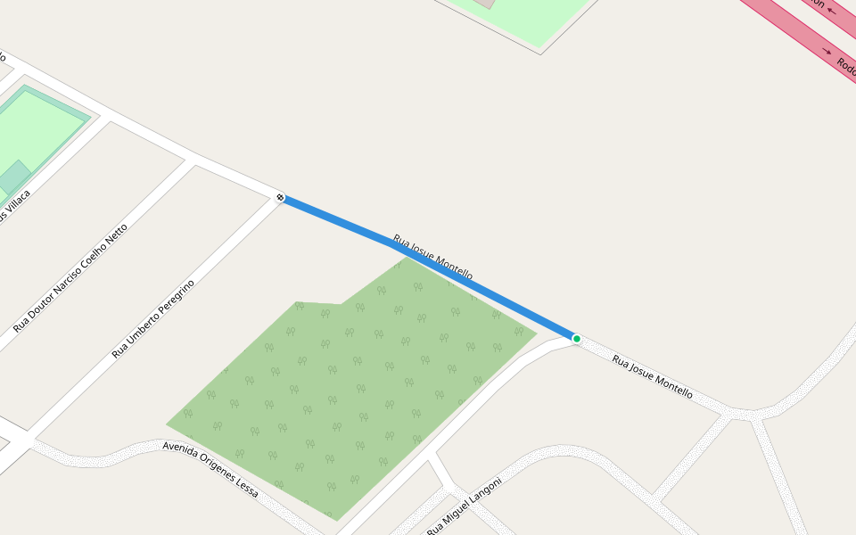 Rua Josue Montello walking route map in Lençóis Paulista