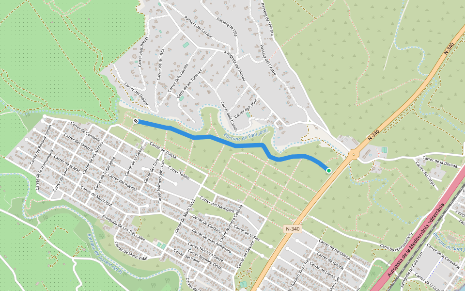 Carrer del Barranc de Sant Jordi walking route map in L'Ametlla de Mar