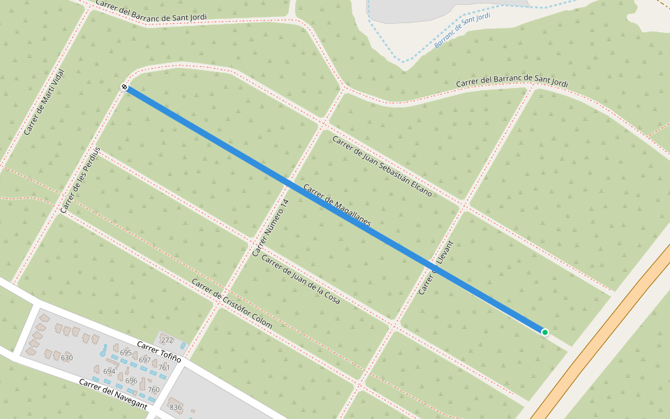 Carrer de Magallanes walking route map in L'Ametlla de Mar