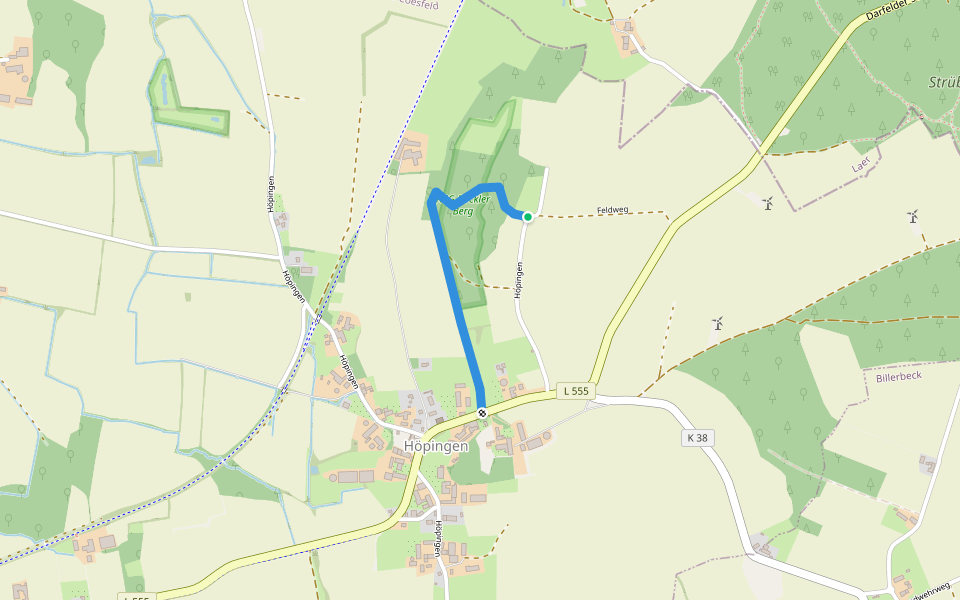 Wald/Feldweg walking route map in Rosendahl