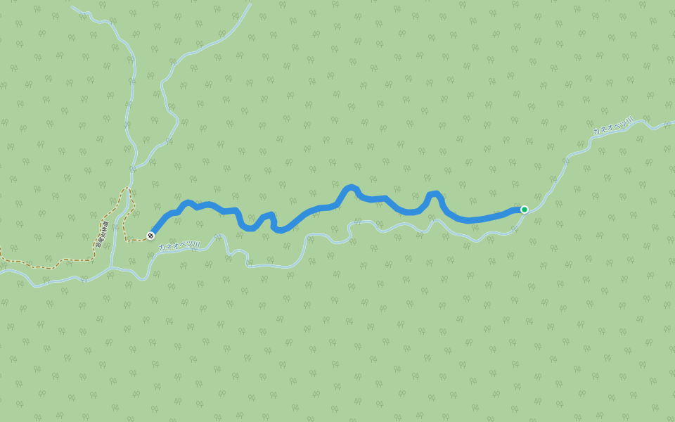 金尾別林道 walking route map in Yubari
