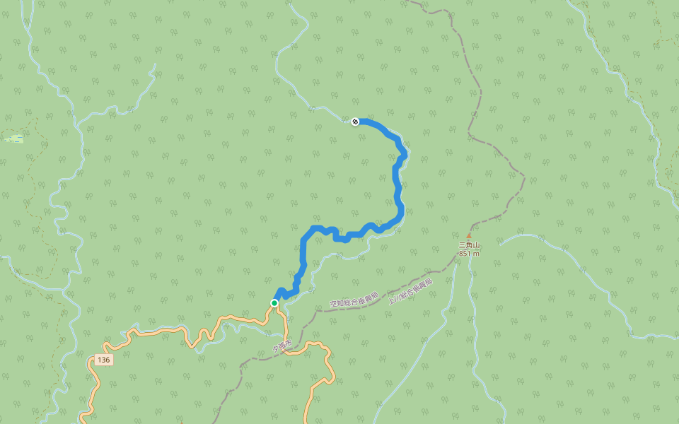 下夕張奥沢林道 walking route map in Yubari