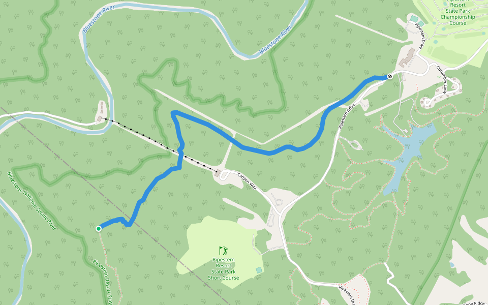 River Trail walking route map in Lerona