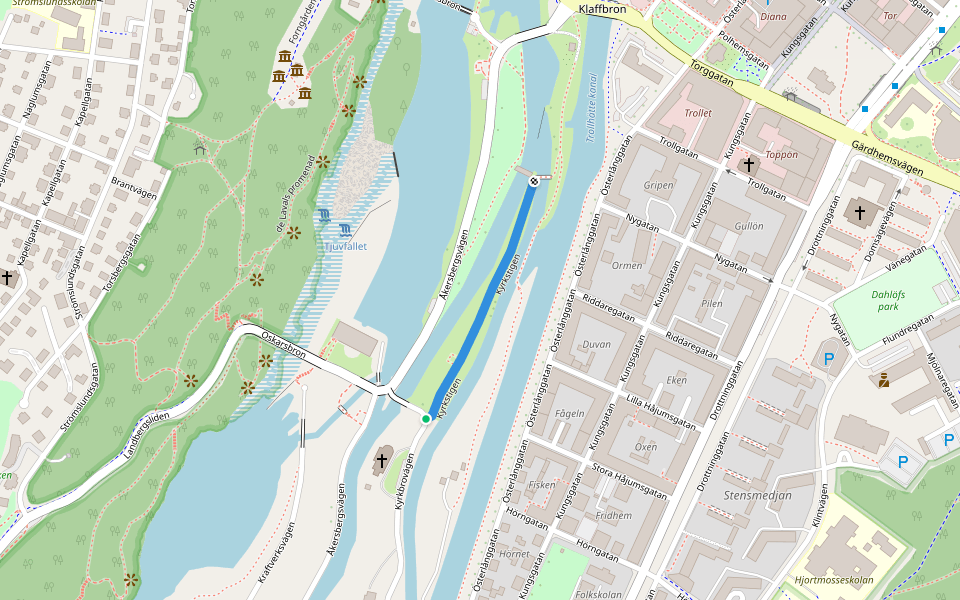 Kyrkstigen walking route map in Trollhättan