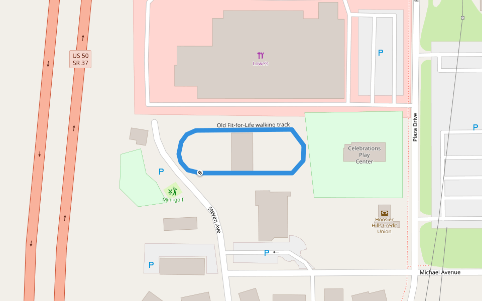 Old Fit-for-Life walking track walking route map in Bedford