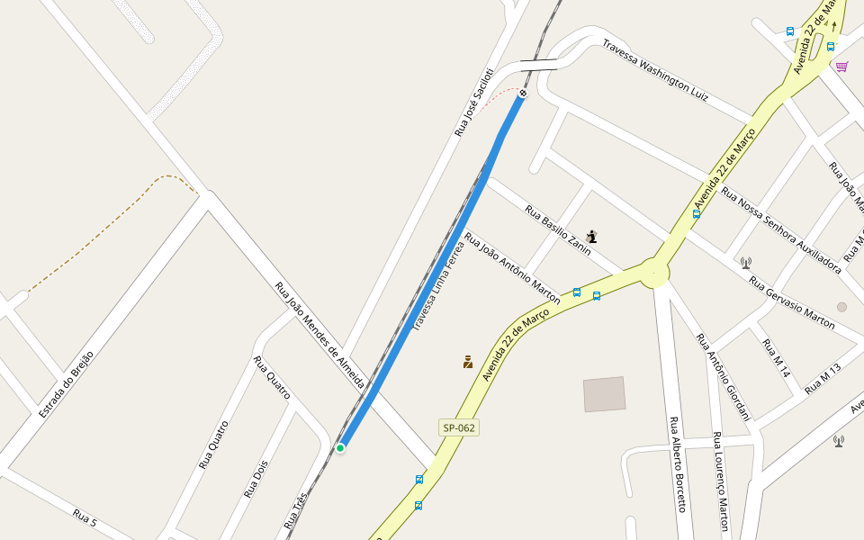 Travessa Linha Ferrea walking route map in Canas