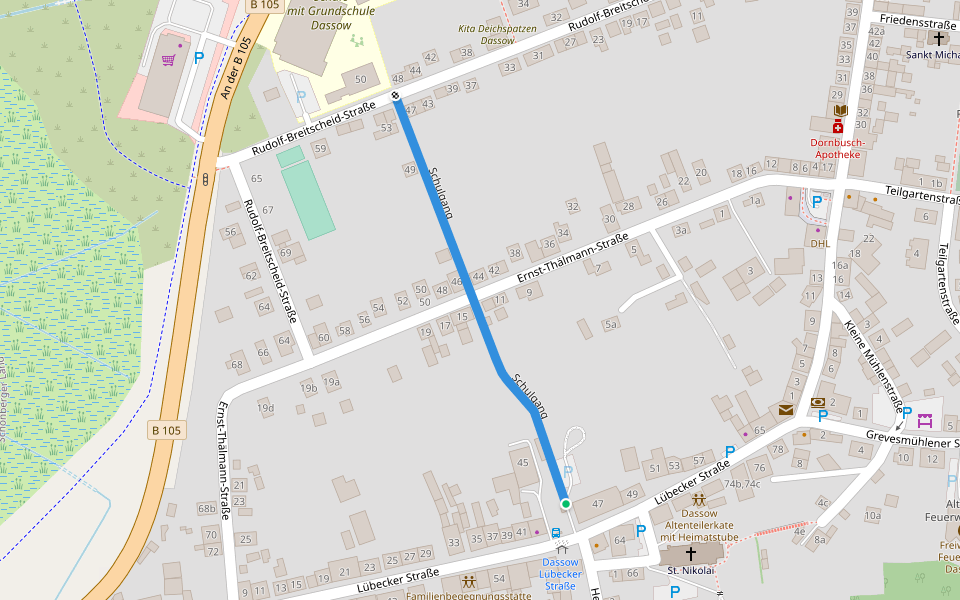 Schulgang walking route map in Dassow