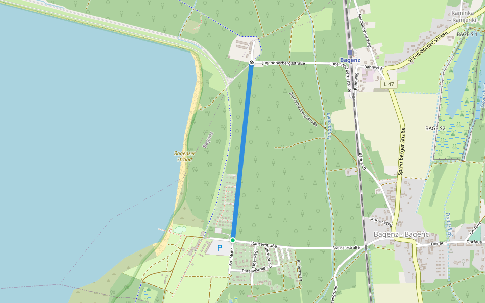 Am Staudamm walking route map in Neuhausen/Spree