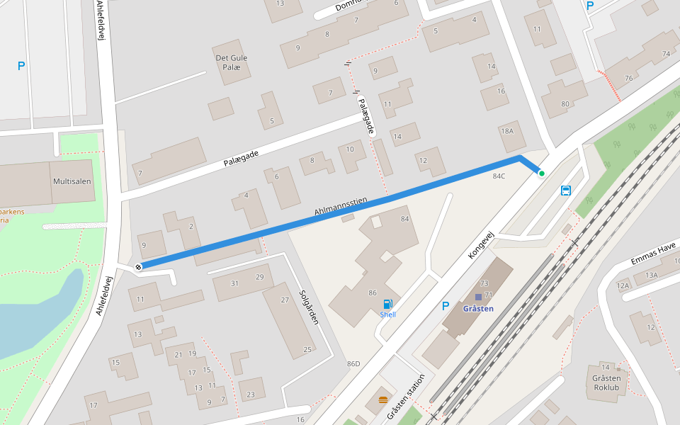 Ahlmannsstien walking route map in Gråsten
